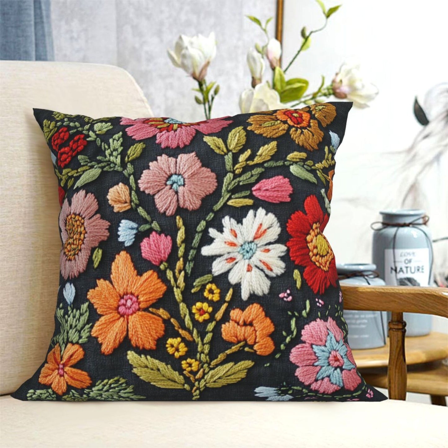 Colorful Embroidered Floral Style