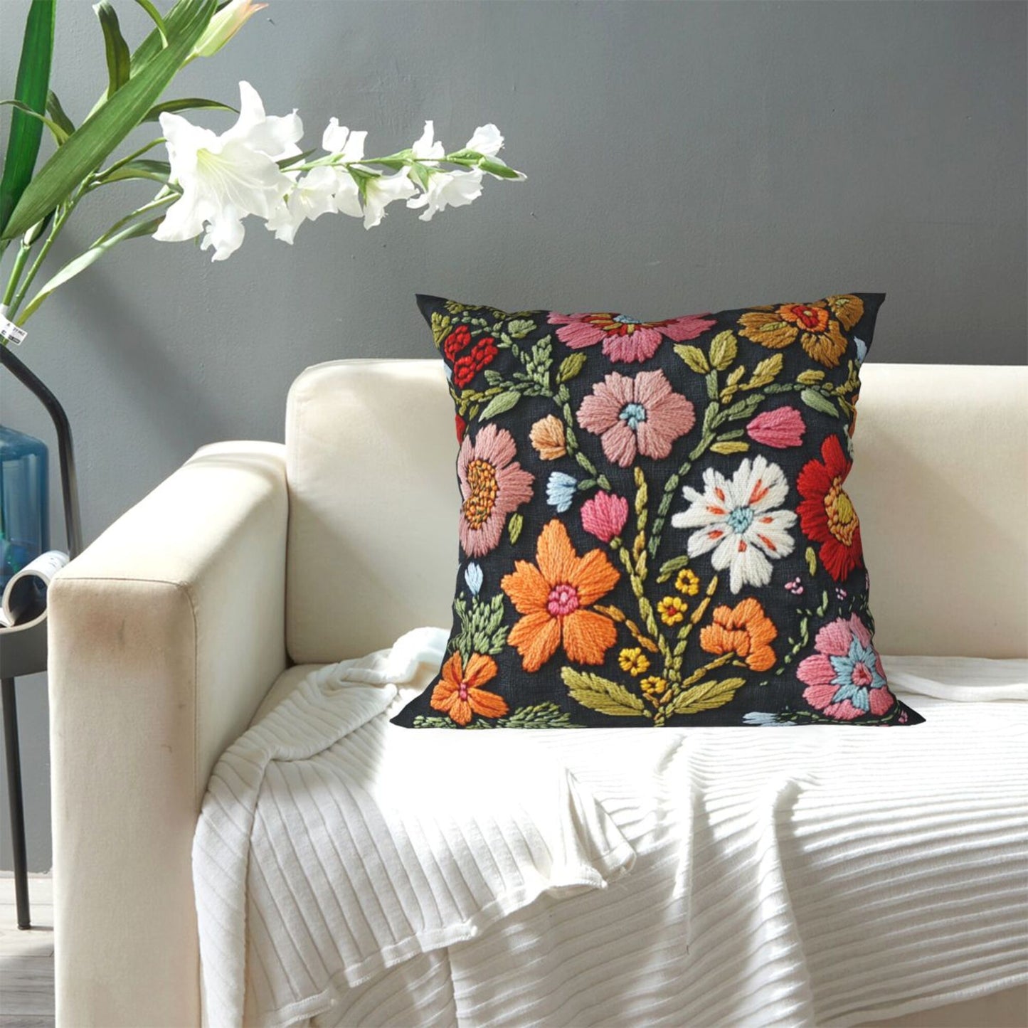 Colorful Embroidered Floral Style
