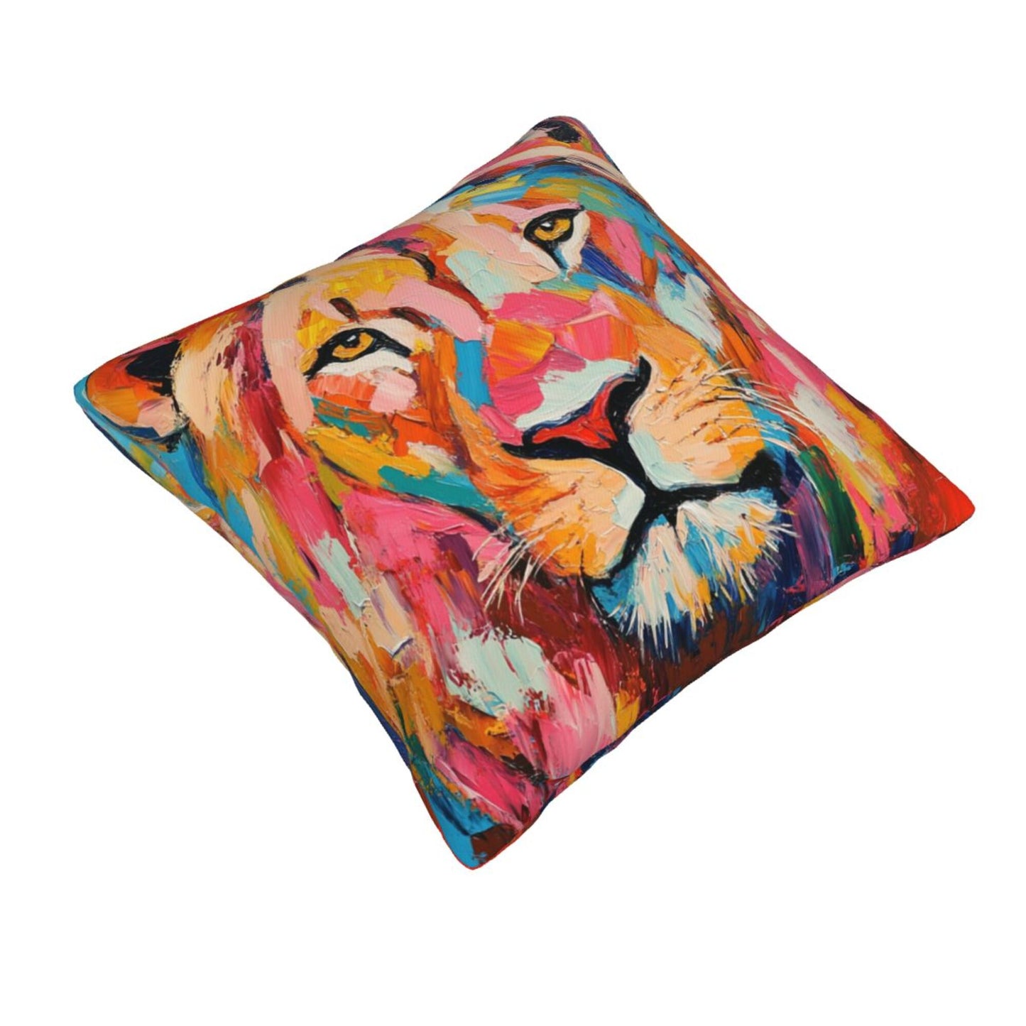 Roar with Color – Abstract Lion Art Pillow Cover (18×18 inch)