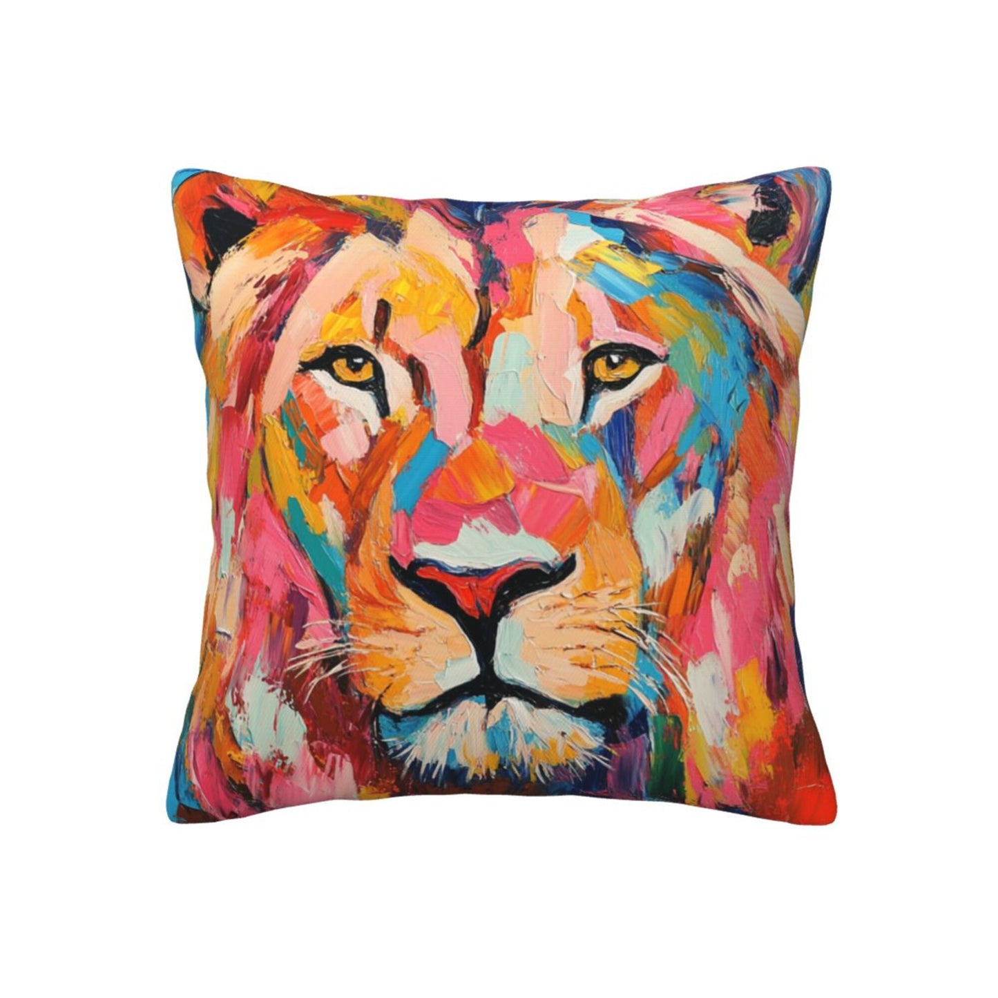 Roar with Color – Abstract Lion Art Pillow Cover (18×18 inch)