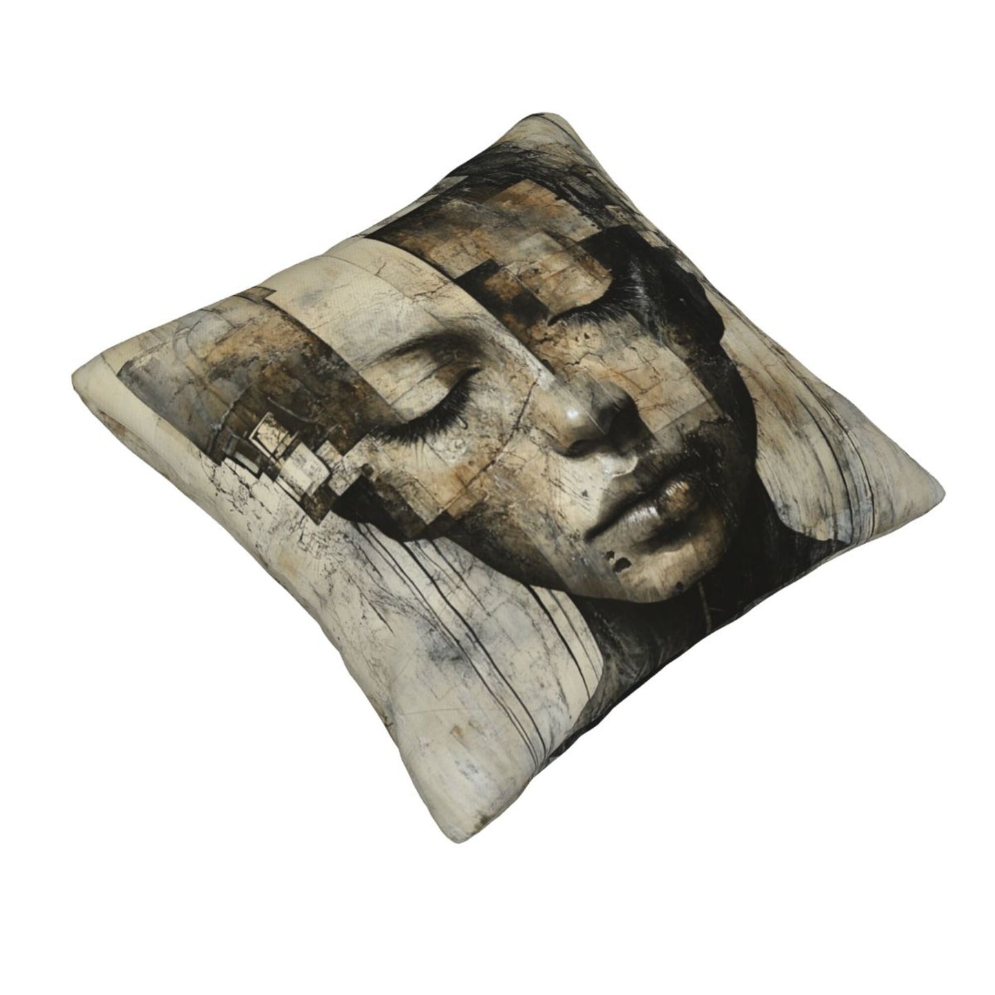 Silent Geometry – Modern Abstract Portrait Art Pillow Cover (18×18 inch)
