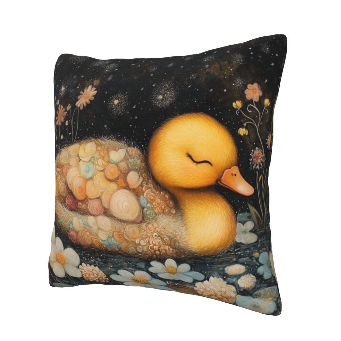 Fairy Dreams – Sleeping Duckling Illustrated Pillow Cover (18×18 inch)