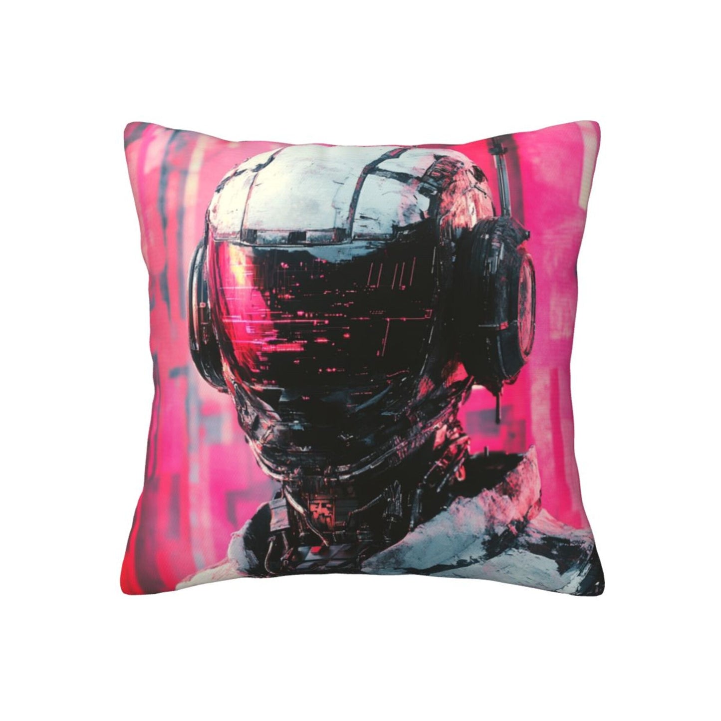 Obsidian Eyes – Black Cat Illustrated Pillow Cover (18×18 inch)