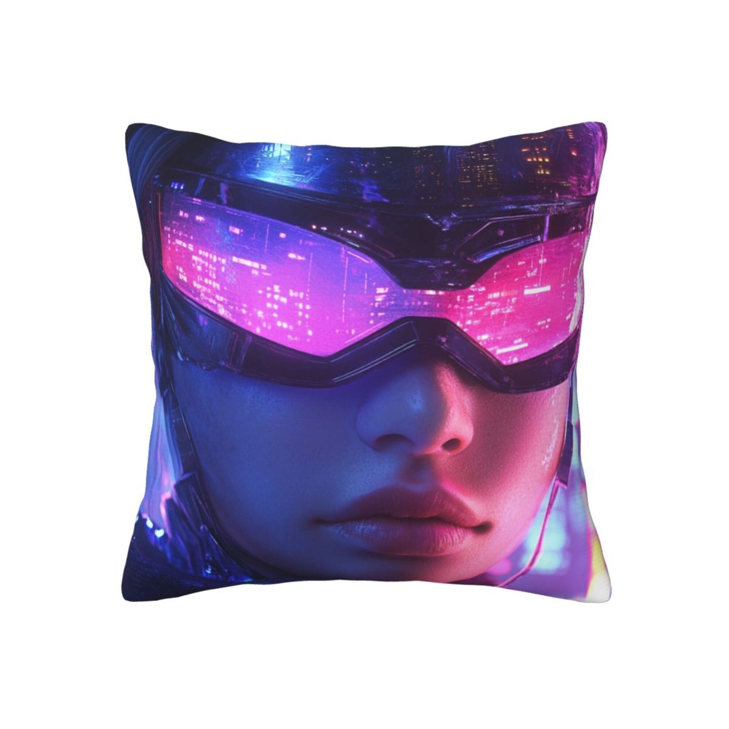 Cyber Phantom – Futuristic Warrior Pillow Cover (18×18 inch)