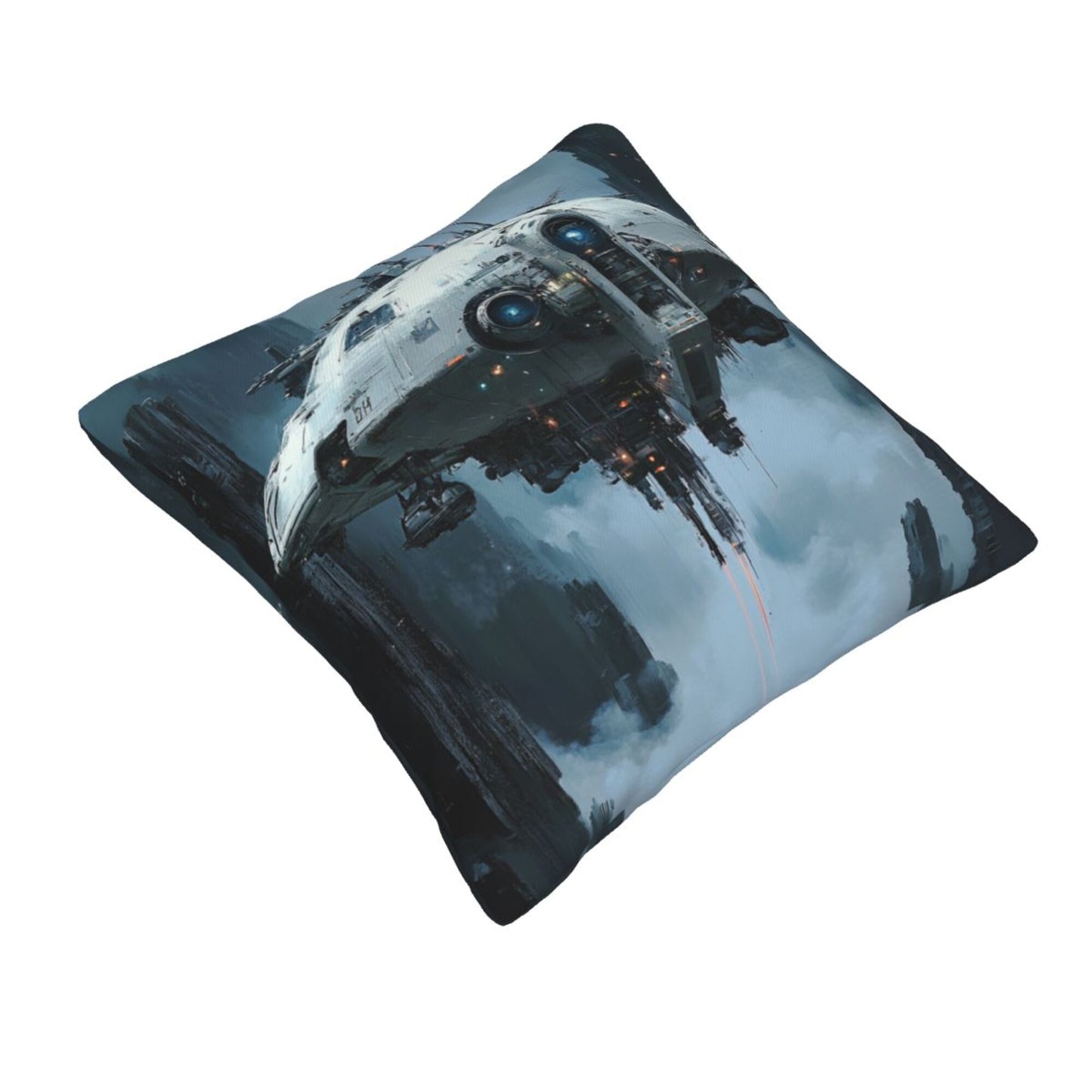 Interstellar Voyager – Futuristic Spaceship Pillow Cover (18×18 inch)