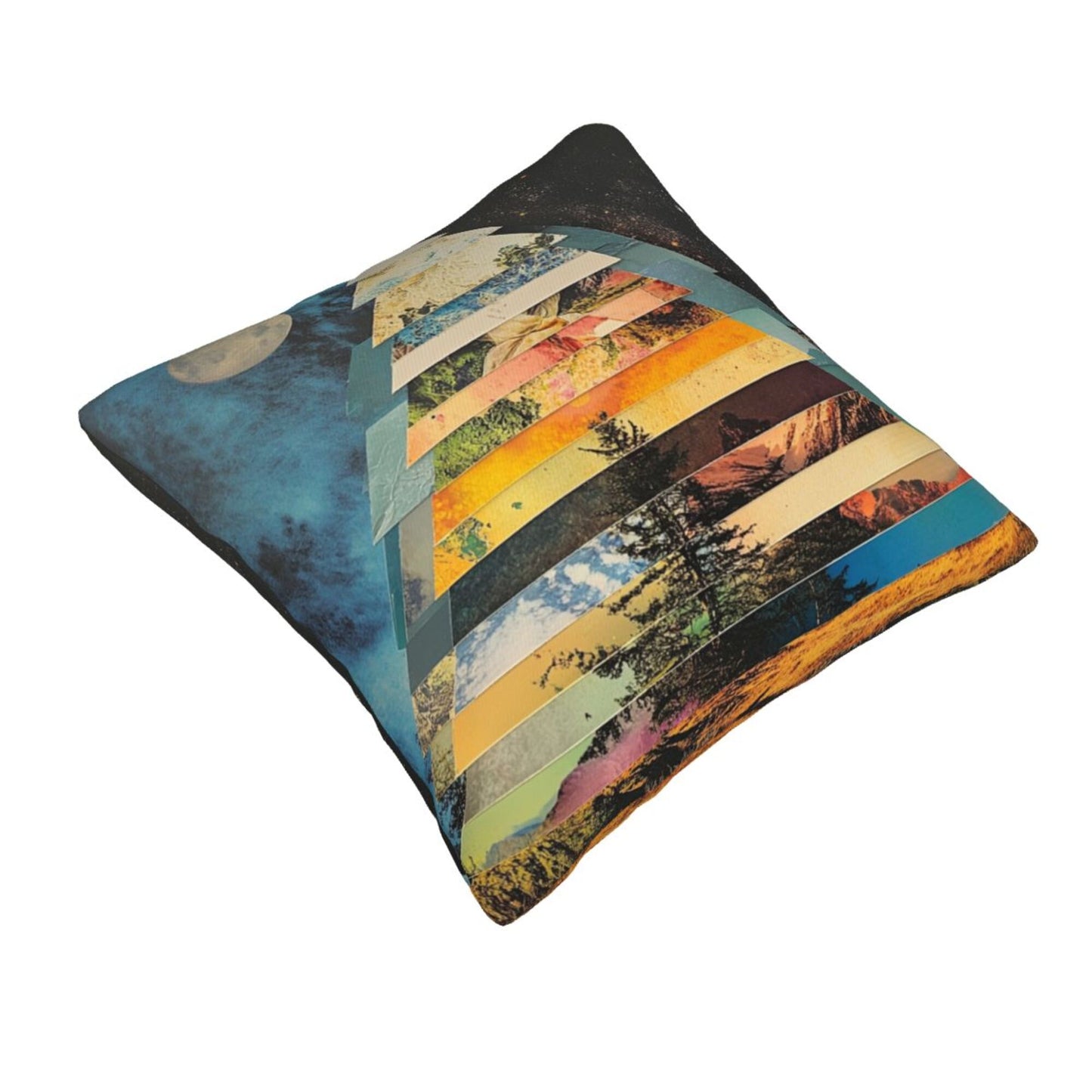 Cosmic Nature Geometry – Collage-Style Artistic Throw Pillow Cover (18×18 inch)