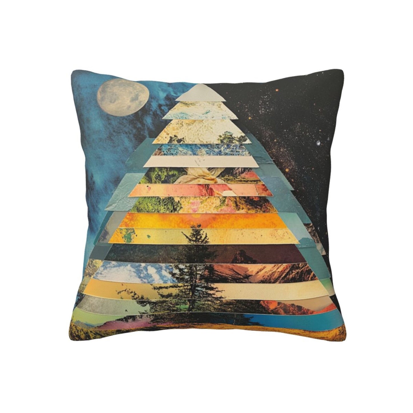 Cosmic Nature Geometry – Collage-Style Artistic Throw Pillow Cover (18×18 inch)