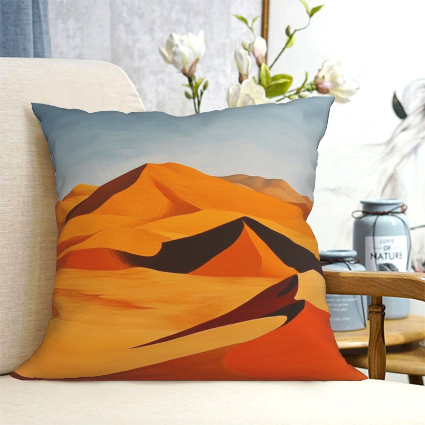Abstract Desert Landscape Art Pillow Cover (18×18 Inch)