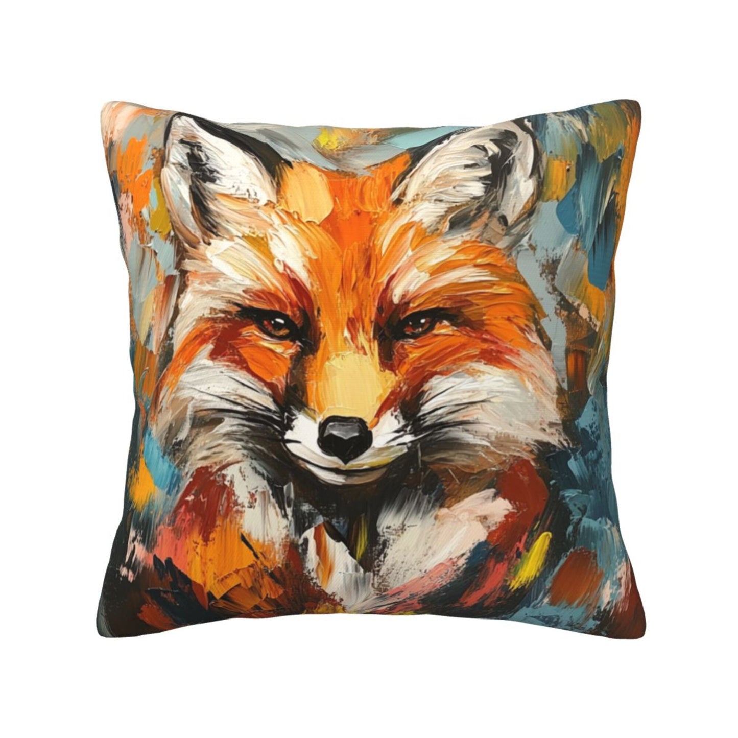 Colorful Fox Abstract Art Pillow Cover (18×18 Inch)