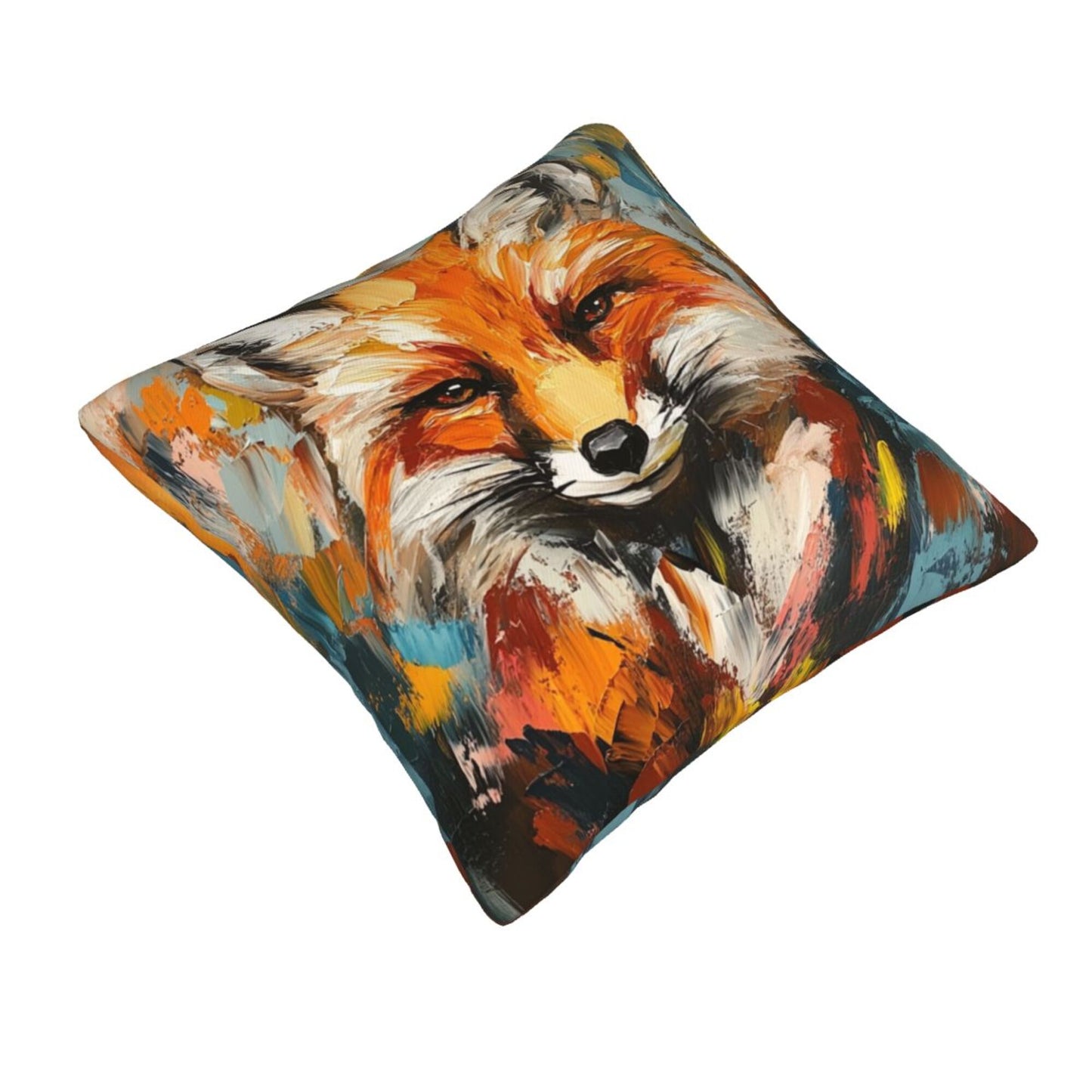 Colorful Fox Abstract Art Pillow Cover (18×18 Inch)