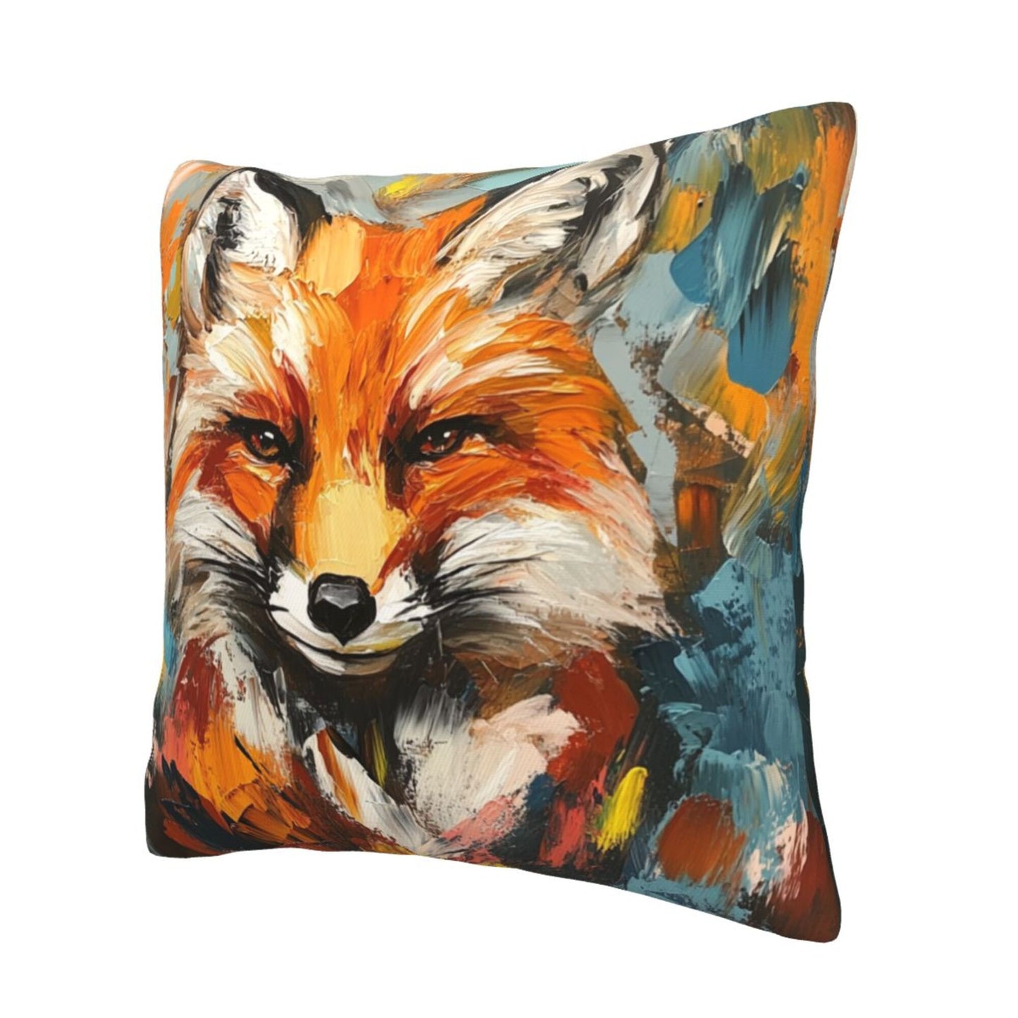 Colorful Fox Abstract Art Pillow Cover (18×18 Inch)