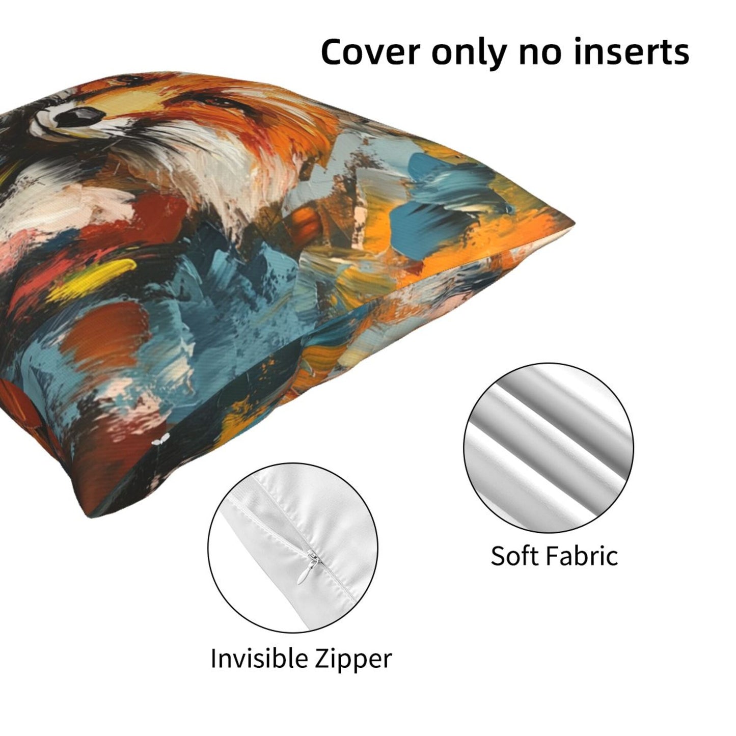 Colorful Fox Abstract Art Pillow Cover (18×18 Inch)