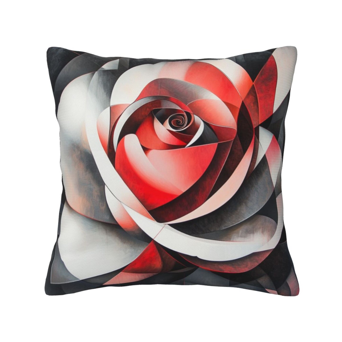 Artistic Rose Throw Pillow Cover, Red & Black Gradient Decorative Cushion Case, 18×18 inch Square Sofa Pillowcase (No Insert)