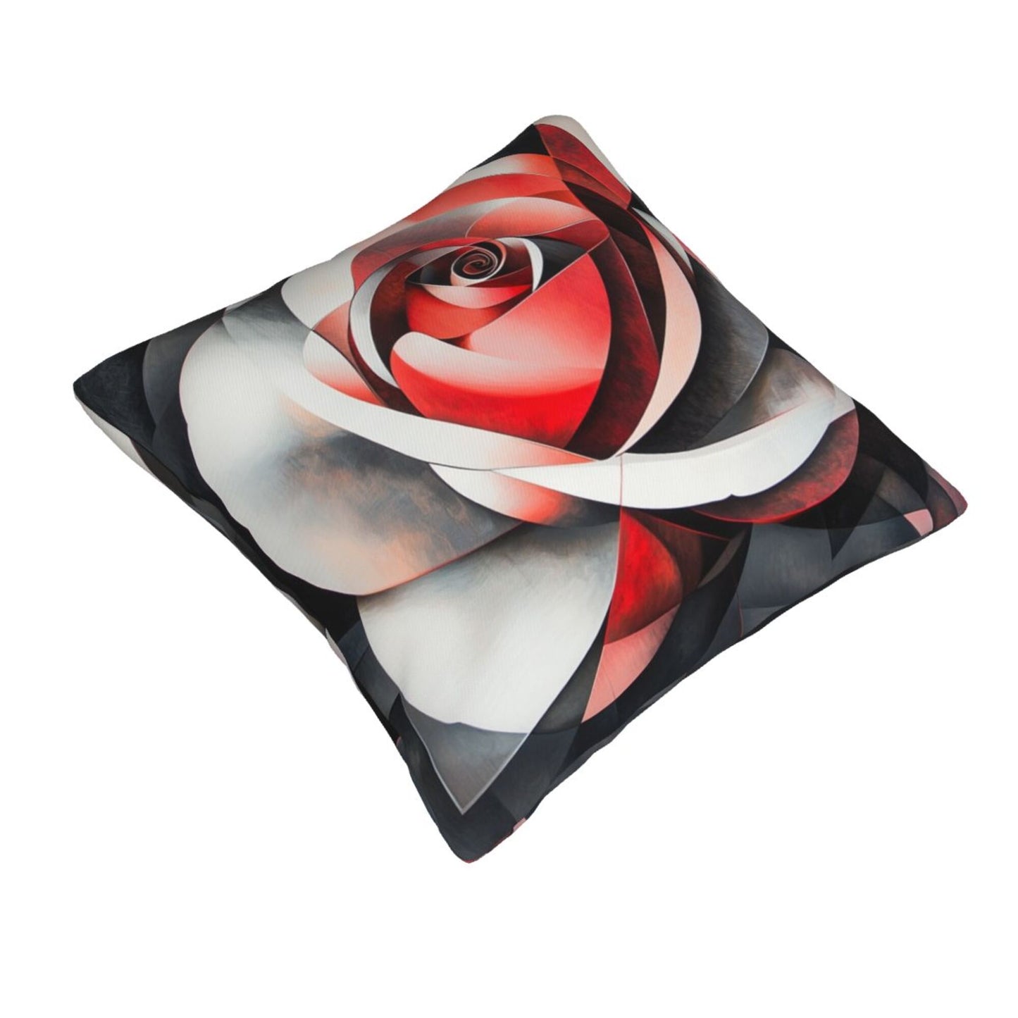 Artistic Rose Throw Pillow Cover, Red & Black Gradient Decorative Cushion Case, 18×18 inch Square Sofa Pillowcase (No Insert)