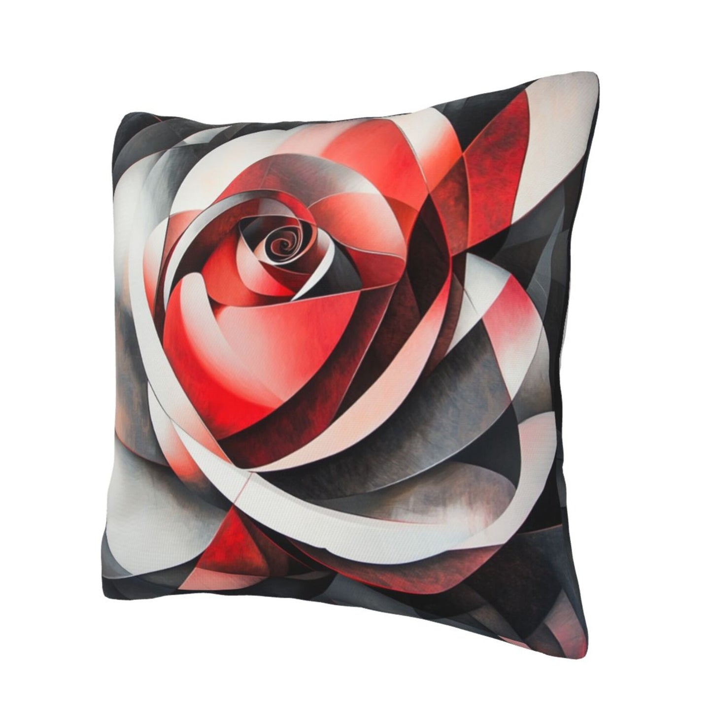 Artistic Rose Throw Pillow Cover, Red & Black Gradient Decorative Cushion Case, 18×18 inch Square Sofa Pillowcase (No Insert)