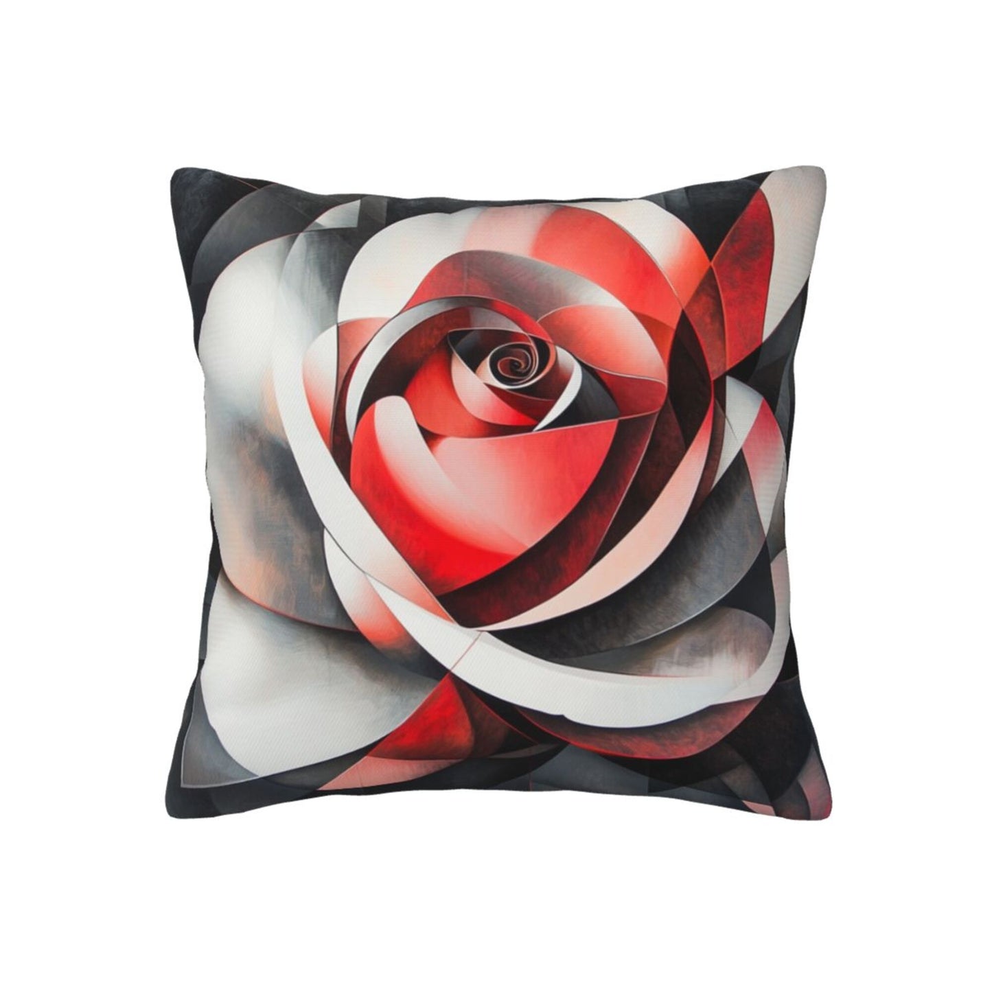 Artistic Rose Throw Pillow Cover, Red & Black Gradient Decorative Cushion Case, 18×18 inch Square Sofa Pillowcase (No Insert)