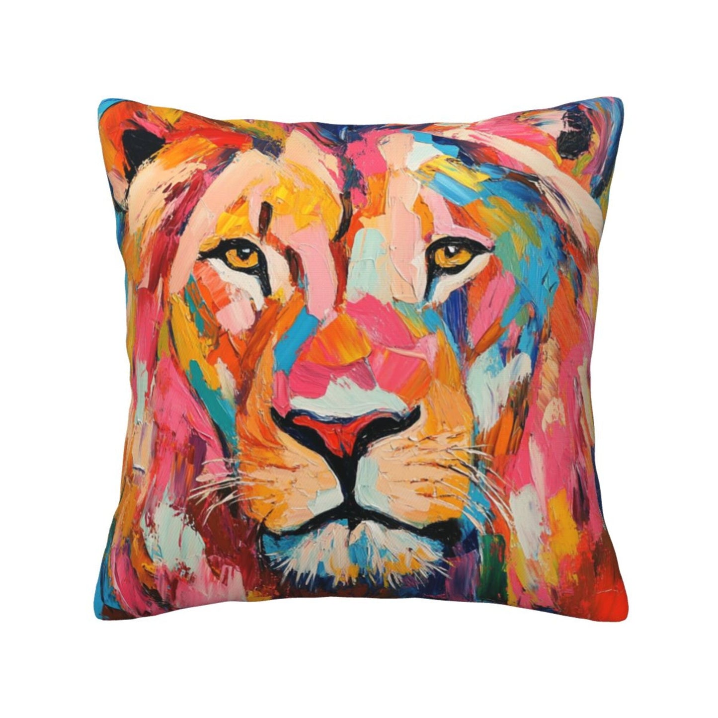 Roar with Color – Abstract Lion Art Pillow Cover (18×18 inch)