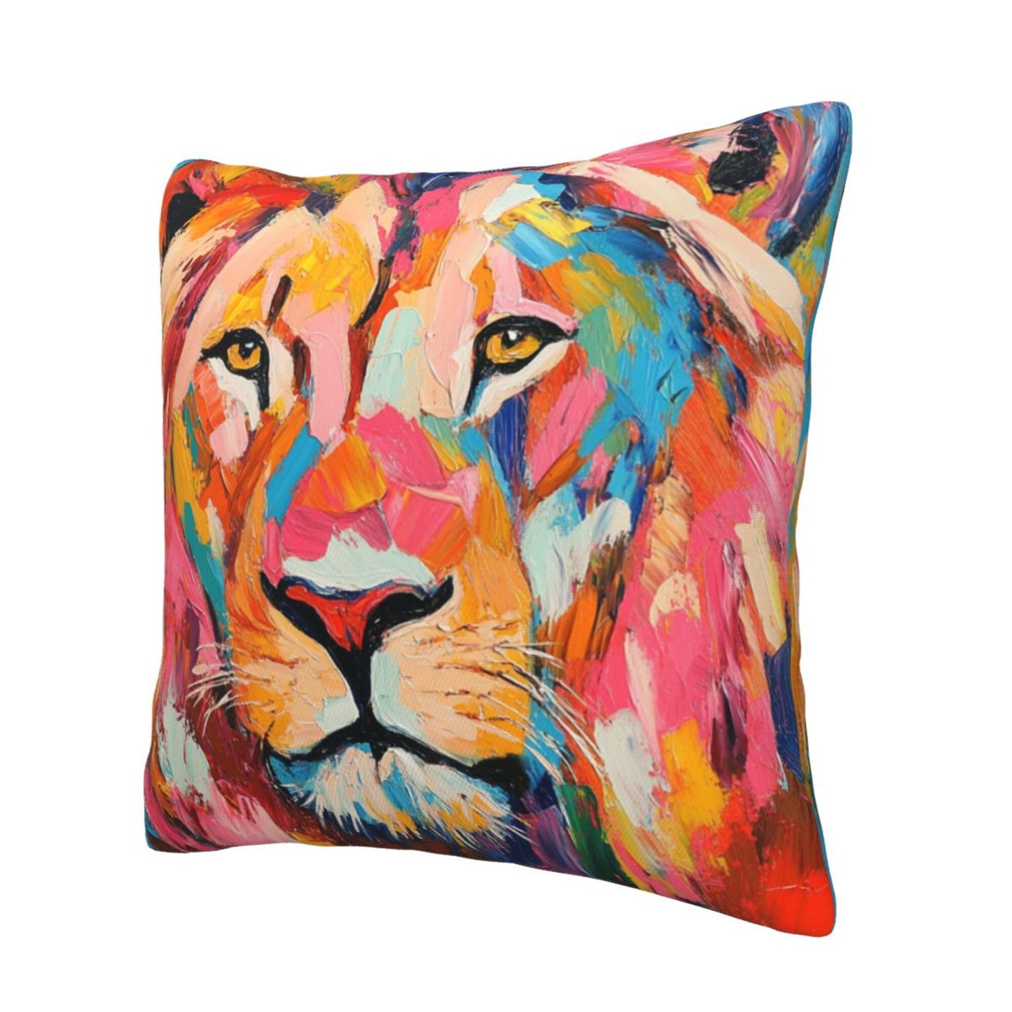 Roar with Color – Abstract Lion Art Pillow Cover (18×18 inch)