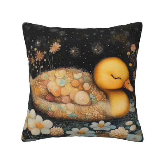 Fairy Dreams – Sleeping Duckling Illustrated Pillow Cover (18×18 inch)