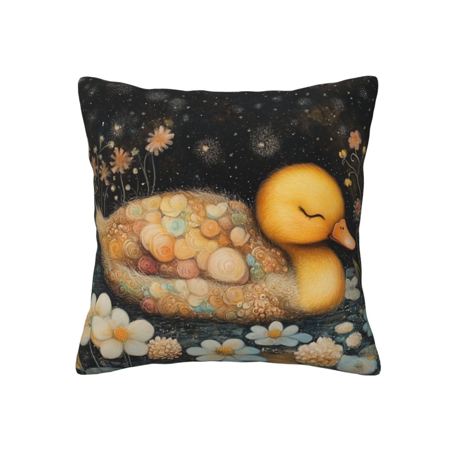 Fairy Dreams – Sleeping Duckling Illustrated Pillow Cover (18×18 inch)