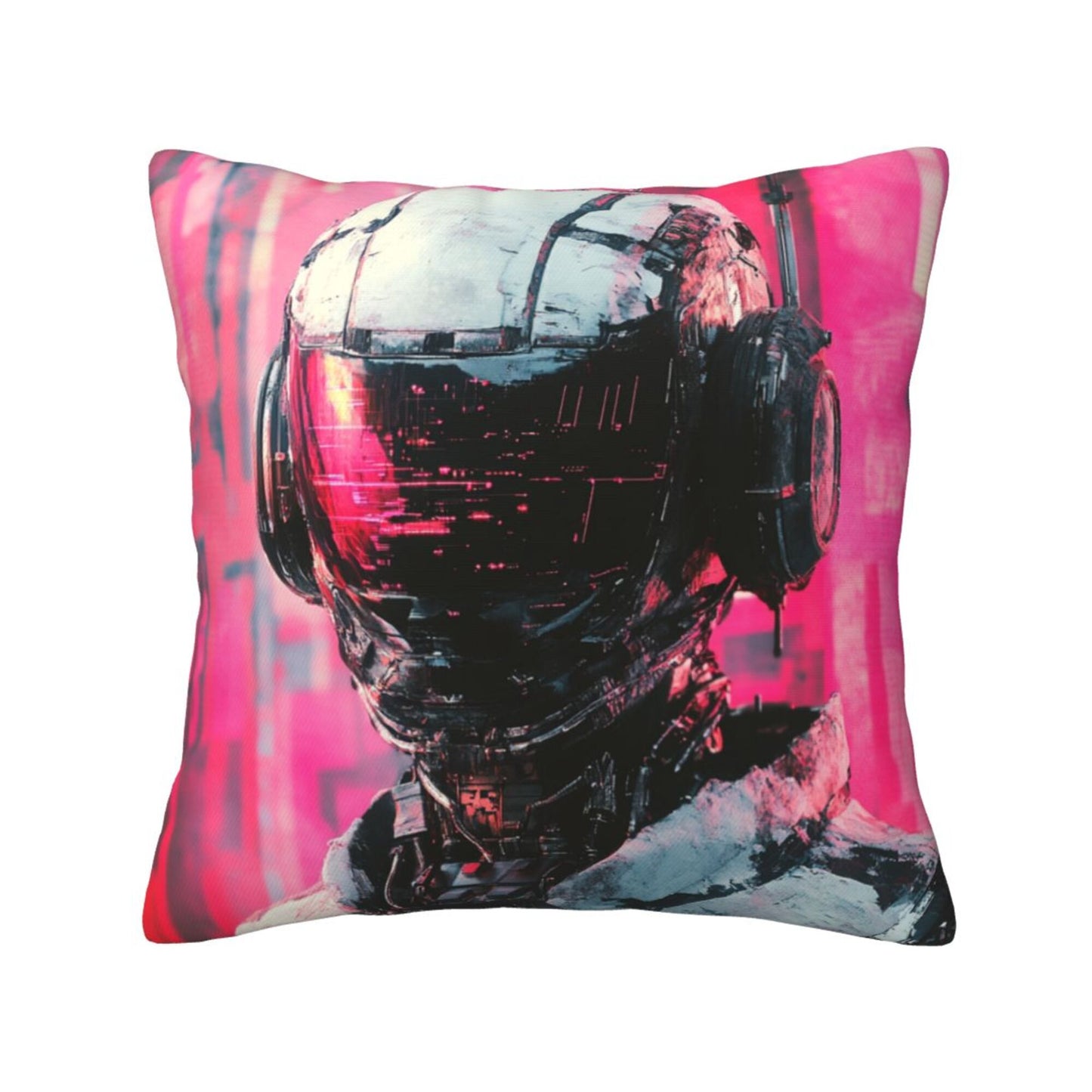 Obsidian Eyes – Black Cat Illustrated Pillow Cover (18×18 inch)