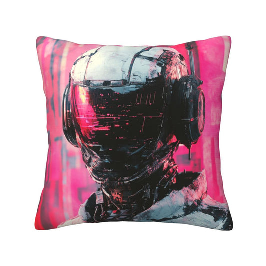 Obsidian Eyes – Black Cat Illustrated Pillow Cover (18×18 inch)