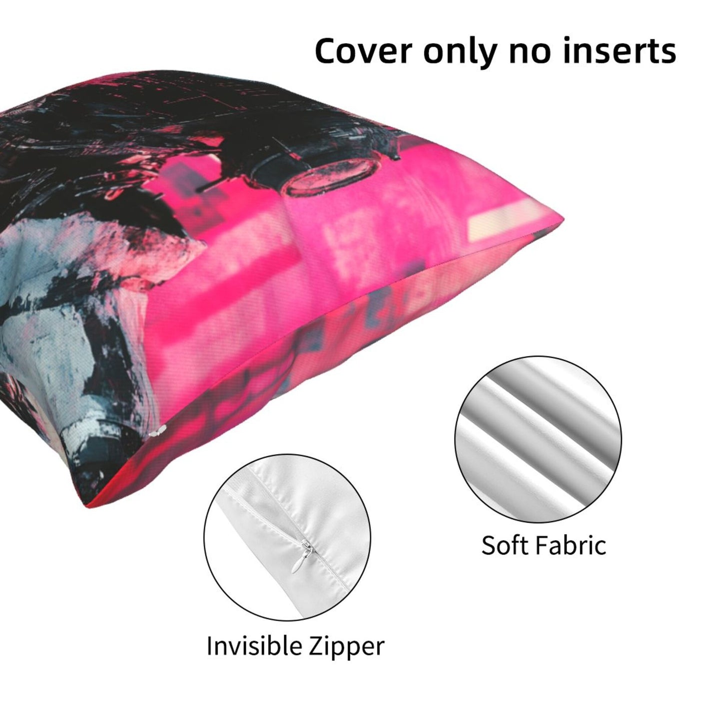 Obsidian Eyes – Black Cat Illustrated Pillow Cover (18×18 inch)