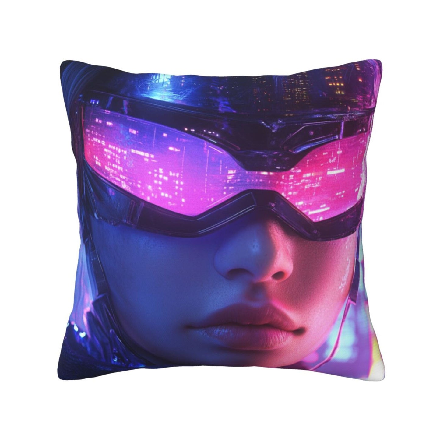 Cyber Phantom – Futuristic Warrior Pillow Cover (18×18 inch)