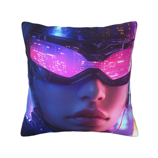 Cyber Phantom – Futuristic Warrior Pillow Cover (18×18 inch)