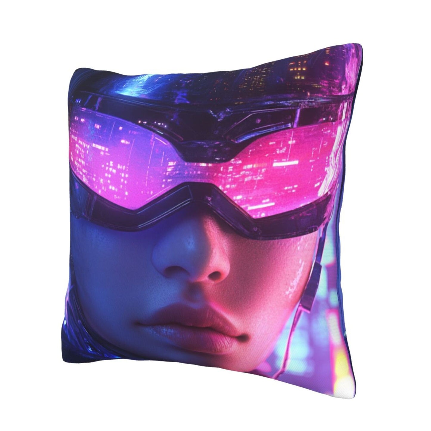Cyber Phantom – Futuristic Warrior Pillow Cover (18×18 inch)
