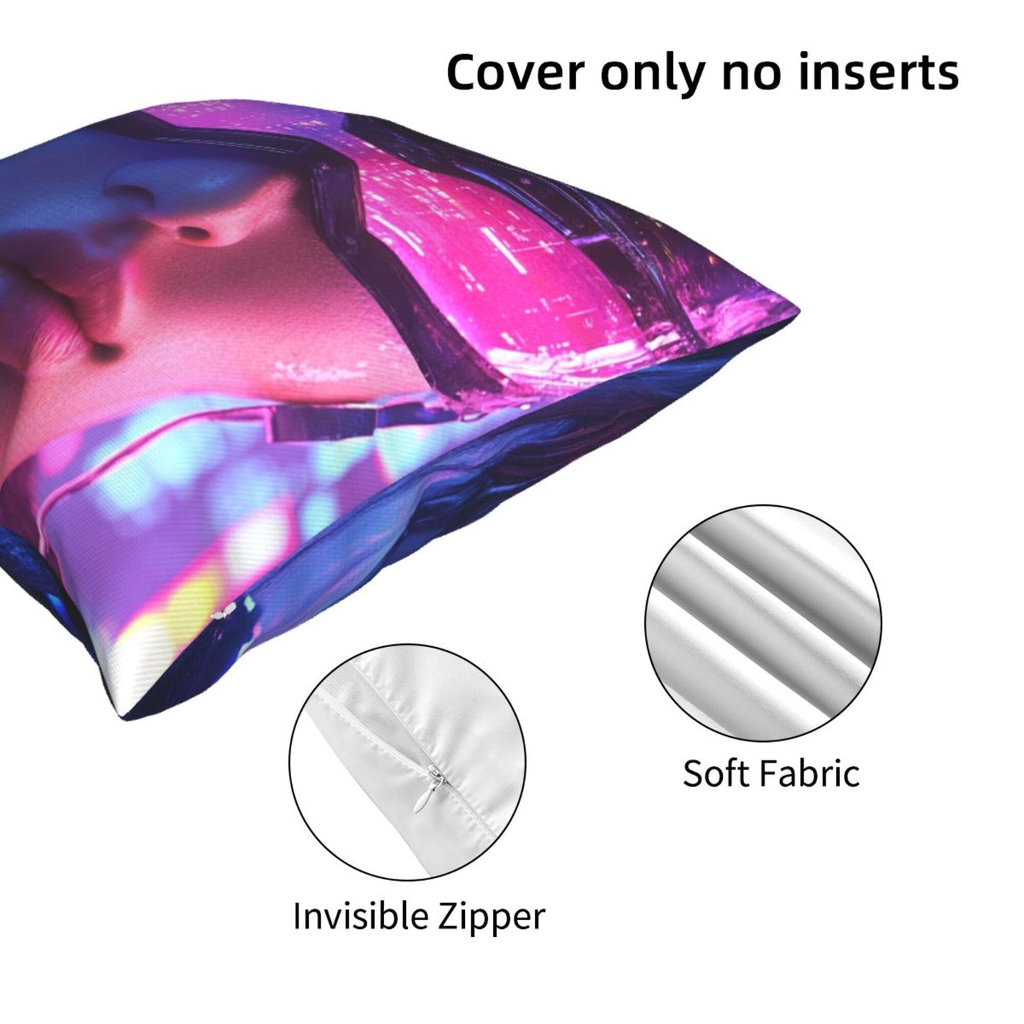 Cyber Phantom – Futuristic Warrior Pillow Cover (18×18 inch)