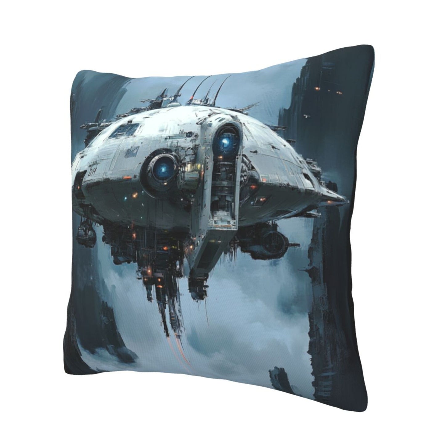 Interstellar Voyager – Futuristic Spaceship Pillow Cover (18×18 inch)