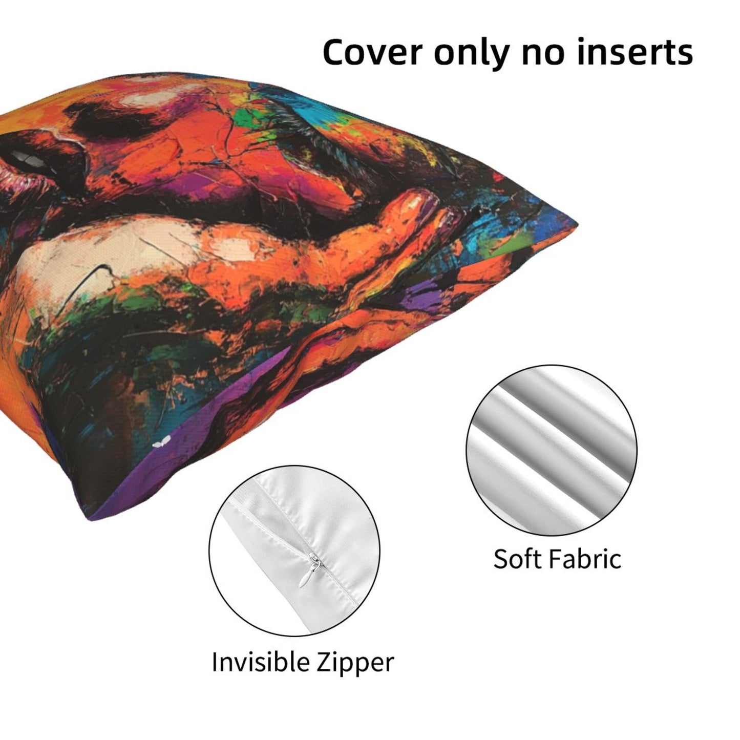 Chromatic Muse – Abstract Female Portrait Art Pillow Cover (18×18 inch)