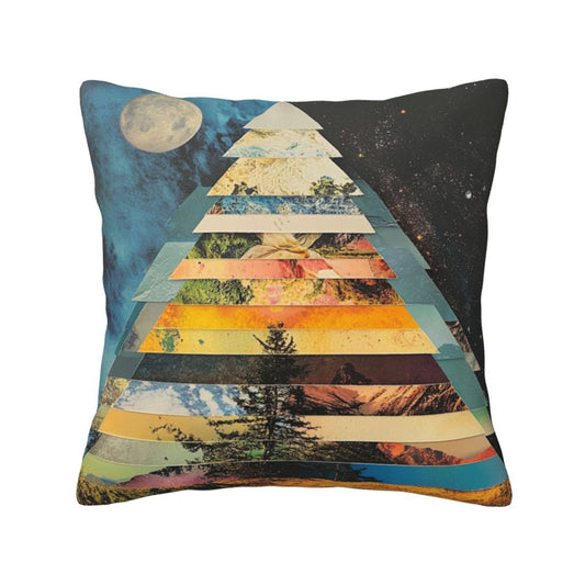 Cosmic Nature Geometry – Collage-Style Artistic Throw Pillow Cover (18×18 inch)