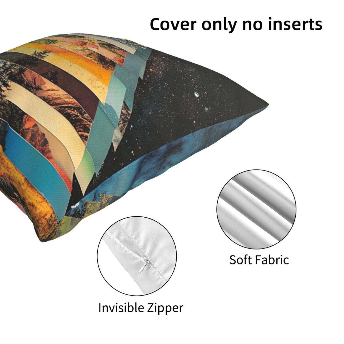 Cosmic Nature Geometry – Collage-Style Artistic Throw Pillow Cover (18×18 inch)