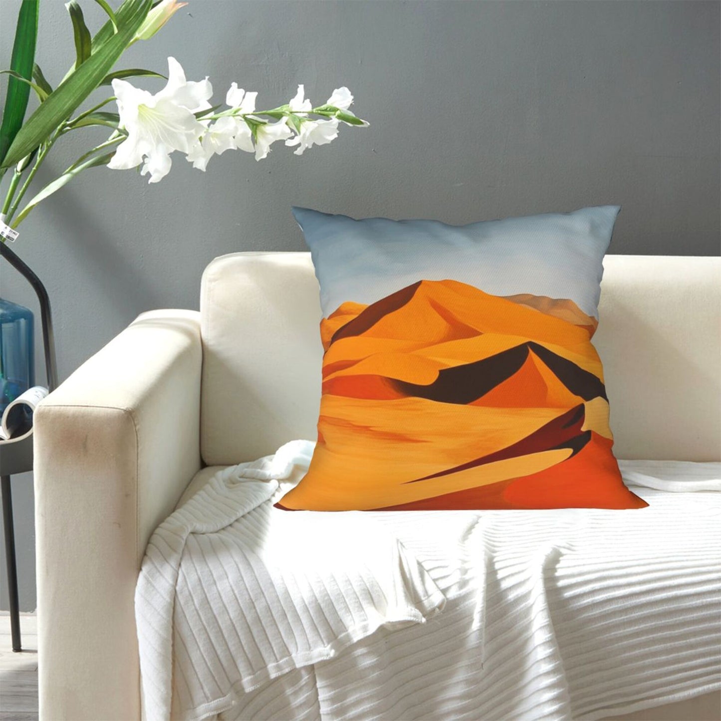 Abstract Desert Landscape Art Pillow Cover (18×18 Inch)