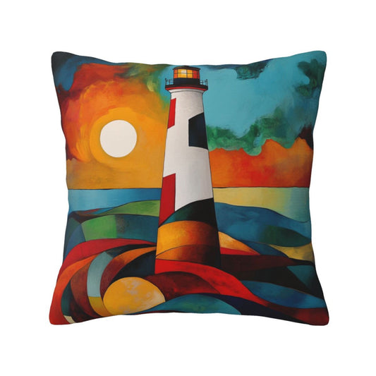 Abstract Lighthouse Sunset Pillow Cover (18×18 Inch)