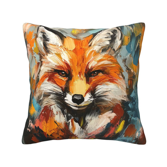 Colorful Fox Abstract Art Pillow Cover (18×18 Inch)