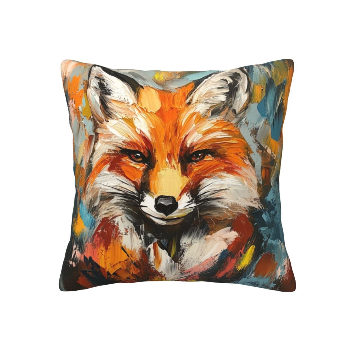 Colorful Fox Abstract Art Pillow Cover (18×18 Inch)